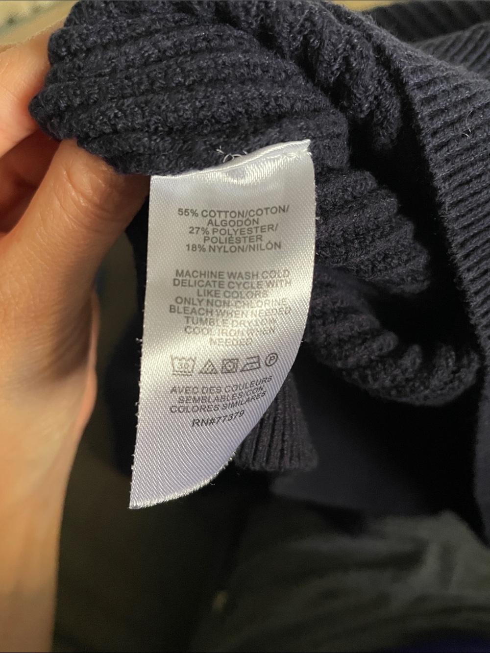 Ann Taylor Navy Button-Shoulder Ribbed Sweater - Picture 3 of 3